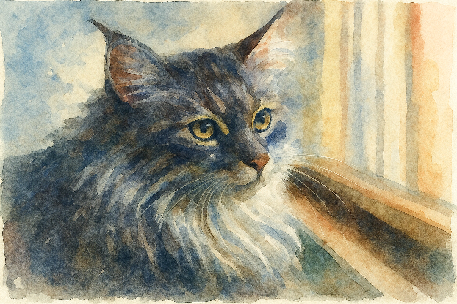 Watercolor cat portrait